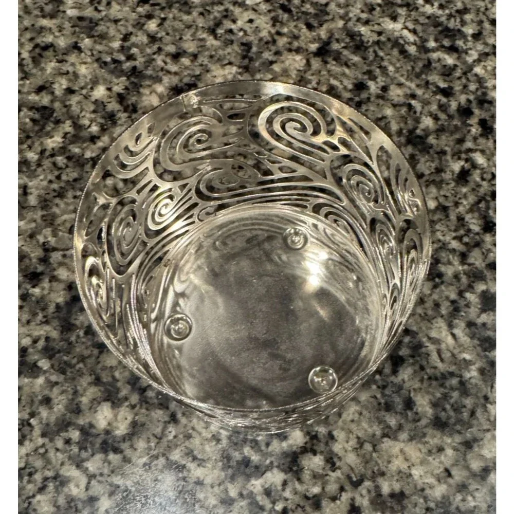Bath & Body Works Slatkin Metal Swirling Pattern 3-Wick Candle Holder Sleeve